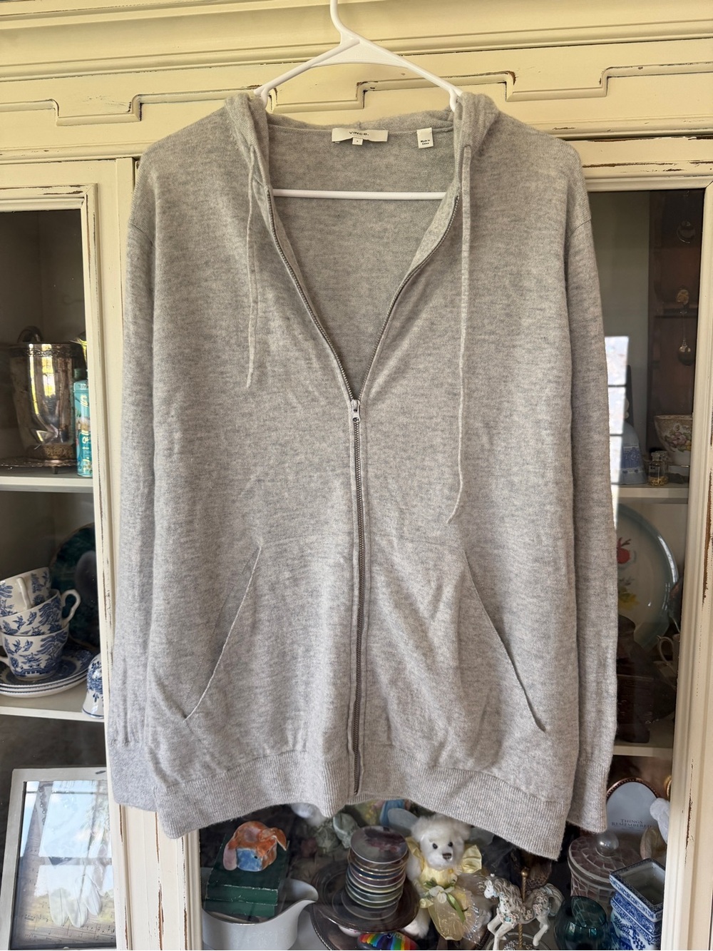 Women’s Vince Cashmere Blend Zip Hoodie Sweater Gray Size Small